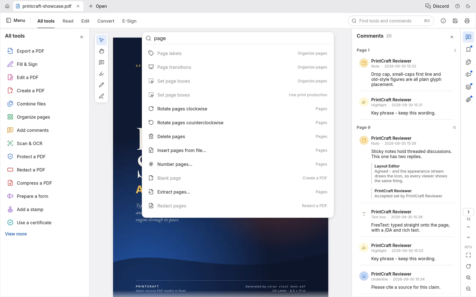 Document actions in context